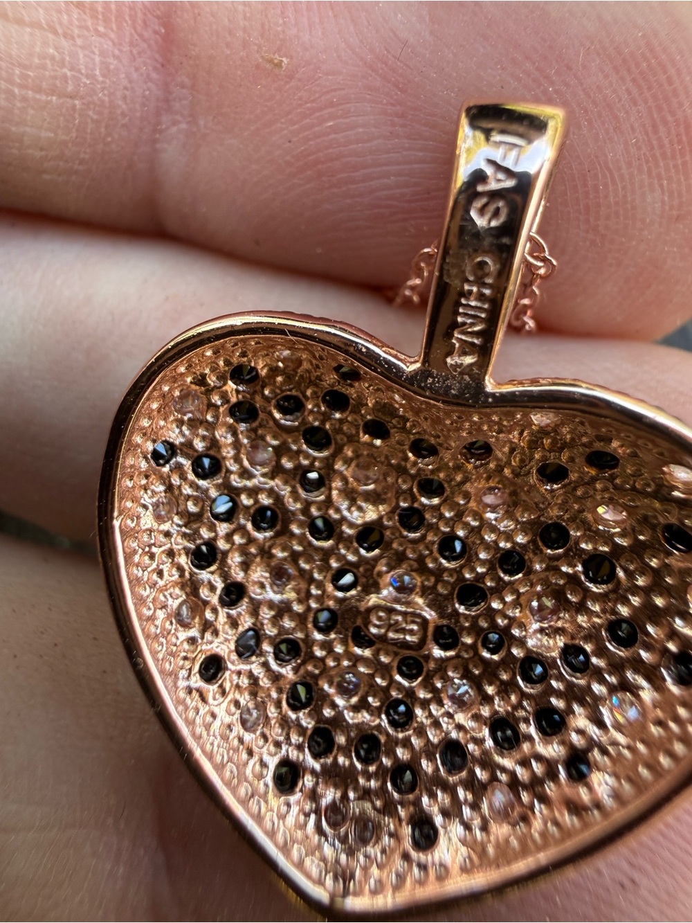 New in Box Freida Rothman 925 Sterling Animal Print Heart Necklace Rose Gold - Picture 3 of 9